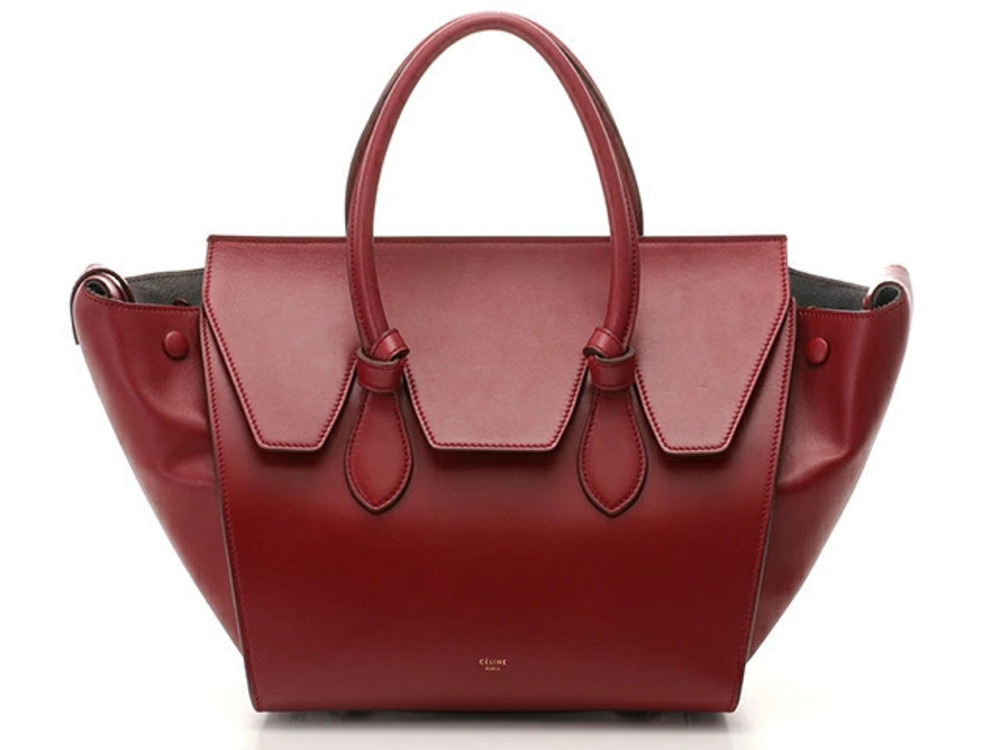 Celine Bag Handbag Tie Red Calfskin